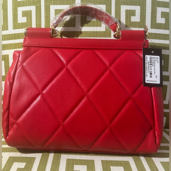 NWT! SOLD! Badgley Mischka Diamond Quilted Studded Red Crossbody & Wristlet - Picture 4 of 10